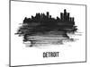 Detroit Skyline Brush Stroke - Black II-NaxArt-Mounted Art Print