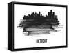 Detroit Skyline Brush Stroke - Black II-NaxArt-Framed Stretched Canvas