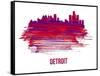 Detroit Skyline Brush Stroke - Red-NaxArt-Framed Stretched Canvas