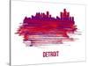 Detroit Skyline Brush Stroke - Red-NaxArt-Stretched Canvas