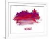 Detroit Skyline Brush Stroke - Red-NaxArt-Framed Art Print