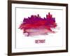 Detroit Skyline Brush Stroke - Red-NaxArt-Framed Art Print