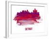 Detroit Skyline Brush Stroke - Red-NaxArt-Framed Art Print