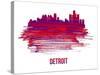 Detroit Skyline Brush Stroke - Red-NaxArt-Stretched Canvas