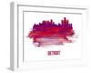 Detroit Skyline Brush Stroke - Red-NaxArt-Framed Art Print