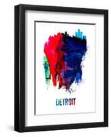 Detroit Skyline Brush Stroke - Watercolor-NaxArt-Framed Art Print