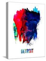Detroit Skyline Brush Stroke - Watercolor-NaxArt-Stretched Canvas