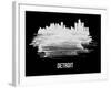 Detroit Skyline Brush Stroke - White-NaxArt-Framed Art Print