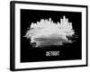 Detroit Skyline Brush Stroke - White-NaxArt-Framed Art Print