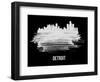Detroit Skyline Brush Stroke - White-NaxArt-Framed Art Print