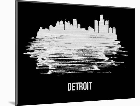 Detroit Skyline Brush Stroke - White-NaxArt-Mounted Art Print