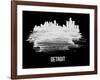 Detroit Skyline Brush Stroke - White-NaxArt-Framed Art Print