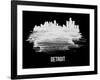 Detroit Skyline Brush Stroke - White-NaxArt-Framed Art Print