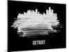 Detroit Skyline Brush Stroke - White-NaxArt-Mounted Art Print