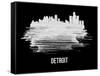 Detroit Skyline Brush Stroke - White-NaxArt-Framed Stretched Canvas