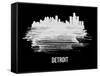 Detroit Skyline Brush Stroke - White-NaxArt-Framed Stretched Canvas