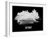 Detroit Skyline Brush Stroke - White-NaxArt-Framed Art Print