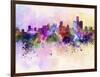 Detroit Skyline in Watercolor Background-paulrommer-Framed Art Print