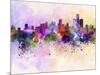 Detroit Skyline in Watercolor Background-paulrommer-Mounted Art Print