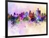 Detroit Skyline in Watercolor Background-paulrommer-Framed Art Print