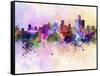 Detroit Skyline in Watercolor Background-paulrommer-Framed Stretched Canvas