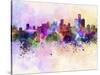 Detroit Skyline in Watercolor Background-paulrommer-Stretched Canvas