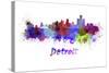 Detroit Skyline in Watercolor-paulrommer-Stretched Canvas