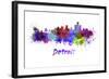 Detroit Skyline in Watercolor-paulrommer-Framed Art Print