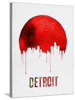 Detroit Skyline Red-null-Stretched Canvas