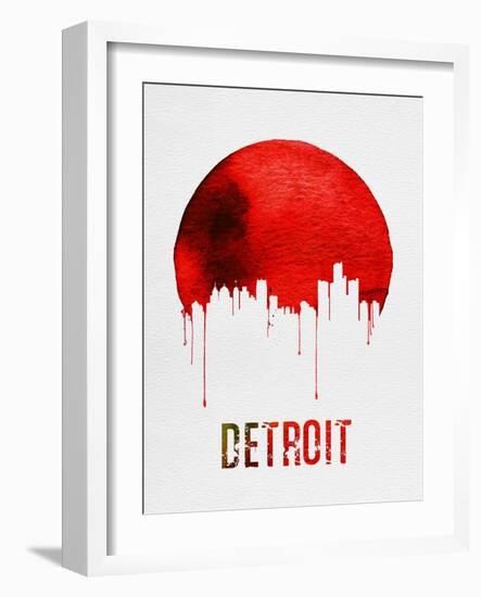 Detroit Skyline Red-null-Framed Art Print