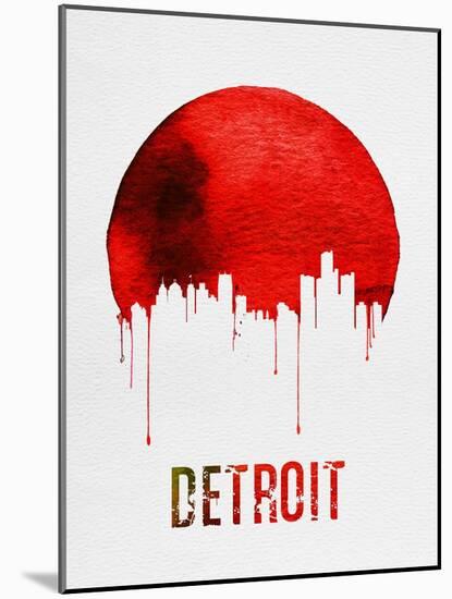 Detroit Skyline Red-null-Mounted Art Print