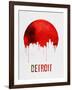 Detroit Skyline Red-null-Framed Art Print