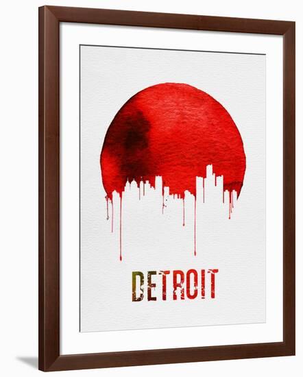 Detroit Skyline Red-null-Framed Art Print