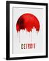 Detroit Skyline Red-null-Framed Art Print