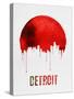 Detroit Skyline Red-null-Stretched Canvas