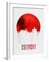 Detroit Skyline Red-null-Framed Art Print