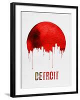 Detroit Skyline Red-null-Framed Art Print