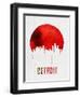 Detroit Skyline Red-null-Framed Art Print