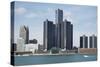 Detroit Skyline Renaissance Center-Linda Parton-Stretched Canvas