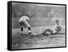 Detroit Tiger Playing Sliding into Third Base Baseball Photograph - Detroit, MI-Lantern Press-Framed Stretched Canvas