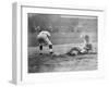 Detroit Tiger Playing Sliding into Third Base Baseball Photograph - Detroit, MI-Lantern Press-Framed Art Print