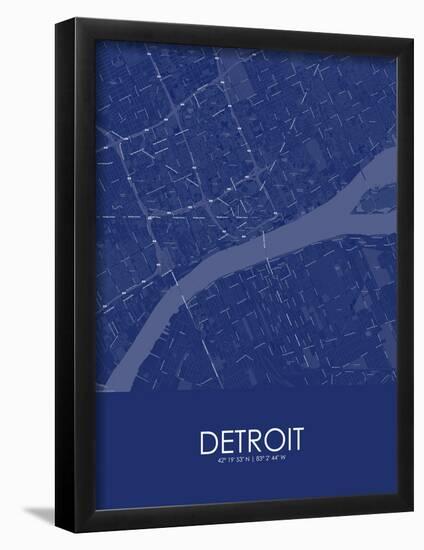 Detroit, United States of America Blue Map-null-Framed Poster