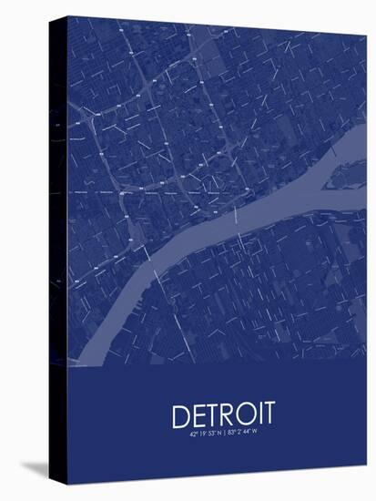 Detroit, United States of America Blue Map-null-Stretched Canvas