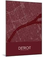 Detroit, United States of America Red Map-null-Mounted Poster