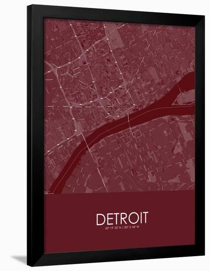 Detroit, United States of America Red Map-null-Framed Poster