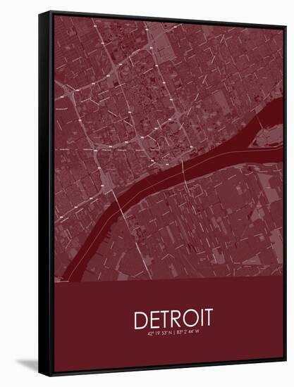 Detroit, United States of America Red Map-null-Framed Stretched Canvas