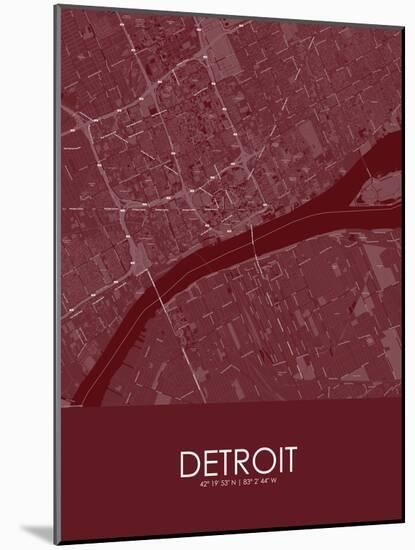 Detroit, United States of America Red Map-null-Mounted Poster