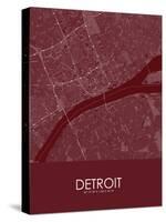 Detroit, United States of America Red Map-null-Stretched Canvas