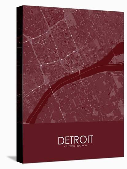 Detroit, United States of America Red Map-null-Stretched Canvas