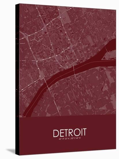 Detroit, United States of America Red Map-null-Stretched Canvas